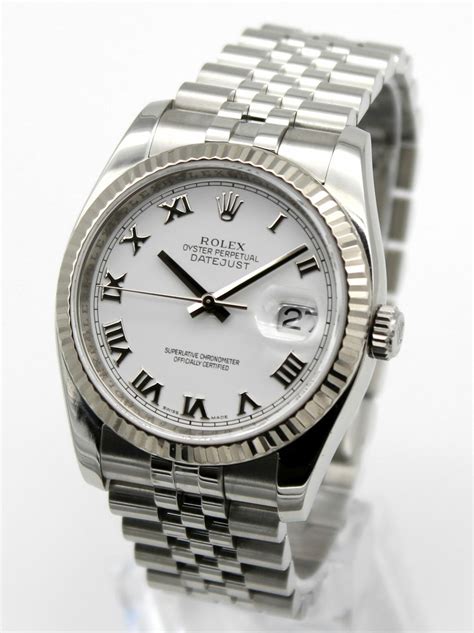 rolex 36mm white dial|Rolex white face datejust.